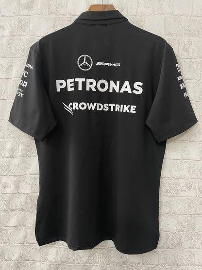 2025 F1 Formula One Racing Suit Mercedes Black Polo Shirt S-5XL