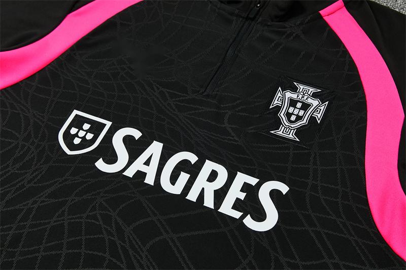 2026-27 Portugal Black Half Zip Training Suit Adults Or Children