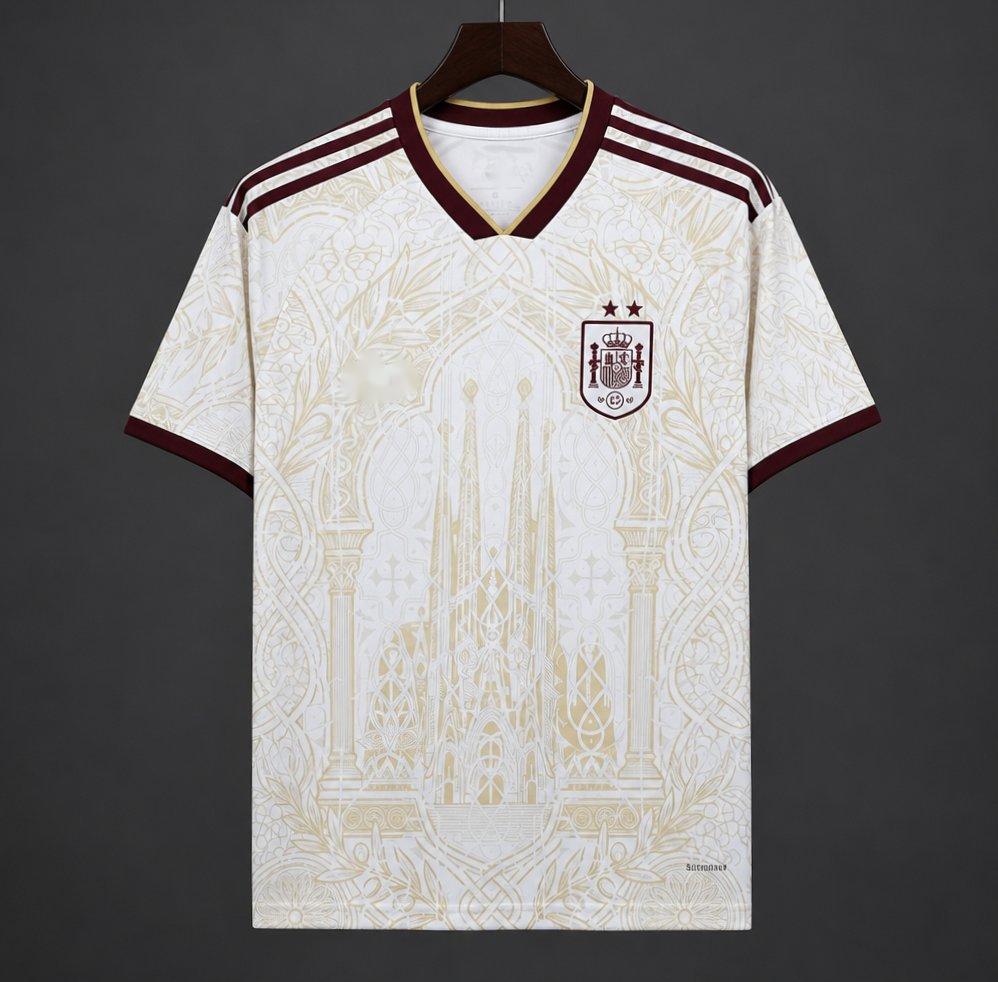 2026 Spain Two Star White Gold Literature Graphic Special Jersey S-2XL