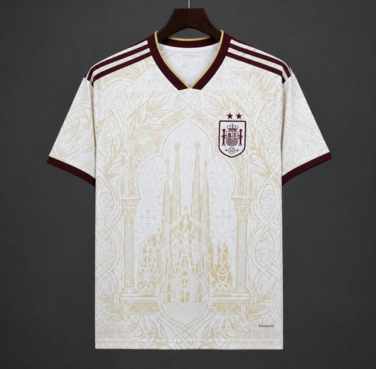 2026 Spain Two Star White Gold Literature Graphic Special Jersey S-2XL