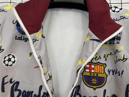2023-24 Barcelona Grey Flower Windbreaker S-2XL
