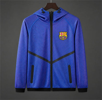 2026-27 Barcelona Lightweight Breathable Mesh Windbreaker Blue Jacket S-2XL