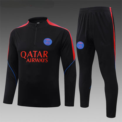 2026-27 Paris Black Half Zip Training Suit Adults Or Children
