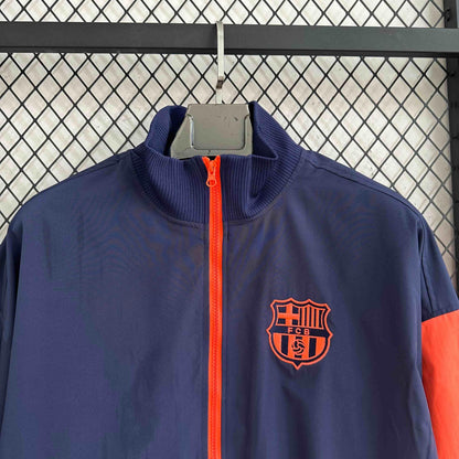 2025-26 Barcelona Navy Blue and Orange Waterproof Windbreaker S-2XL