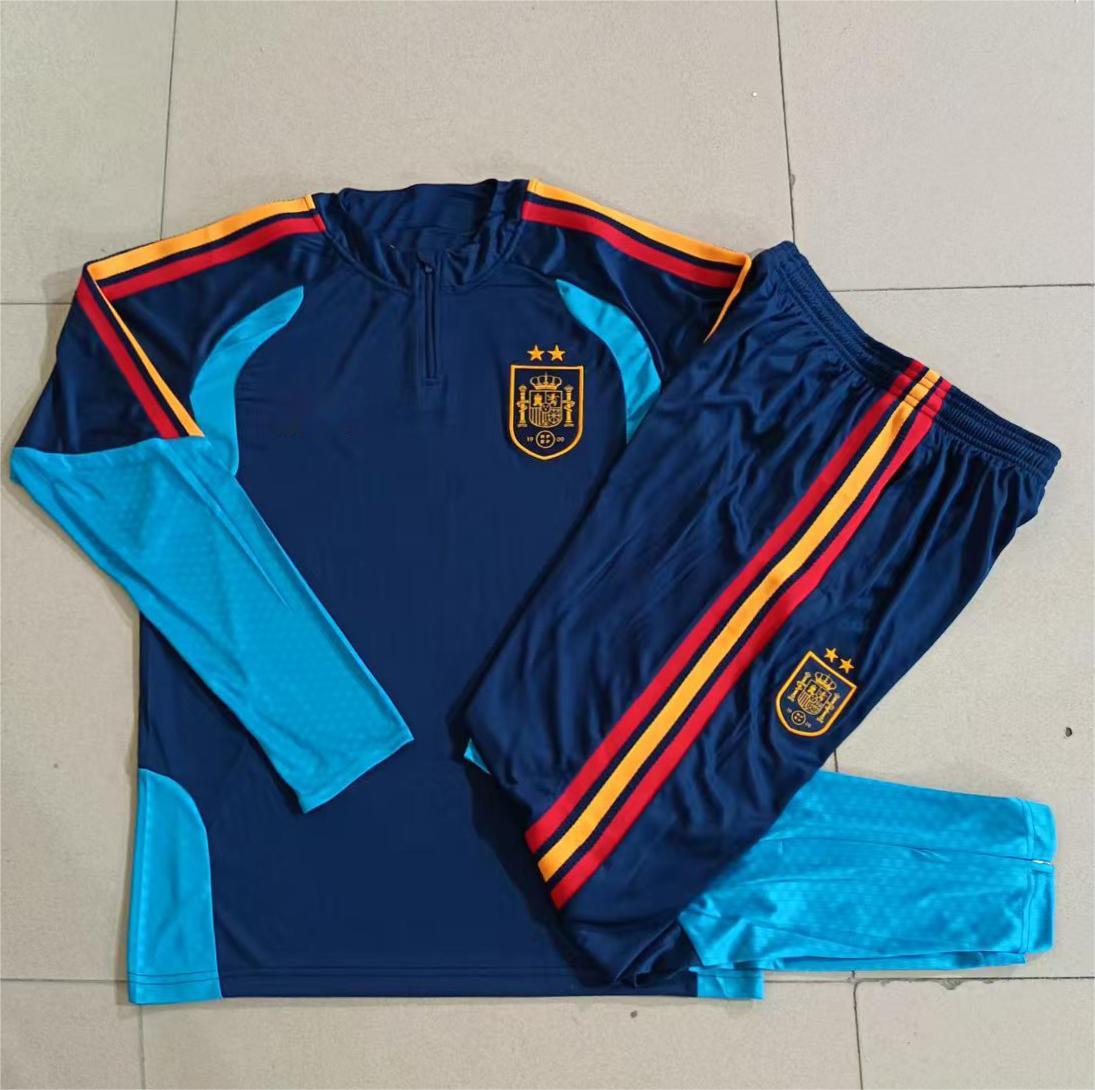 2026 Spain Black 2-star Half Zip Training Suit Adults Or Children