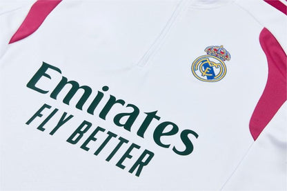 2026-27 Real Madrid White Dark Green Half Zipper Jacket Tracksuit S-2XL