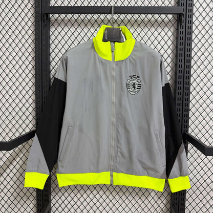 2025-26 Sporting CP Light Grey Waterproof Windbreaker S-2XL