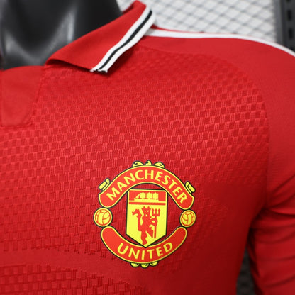 2026-27 Manchester United Red Polo Collar Long Sleeve Player S-3XL