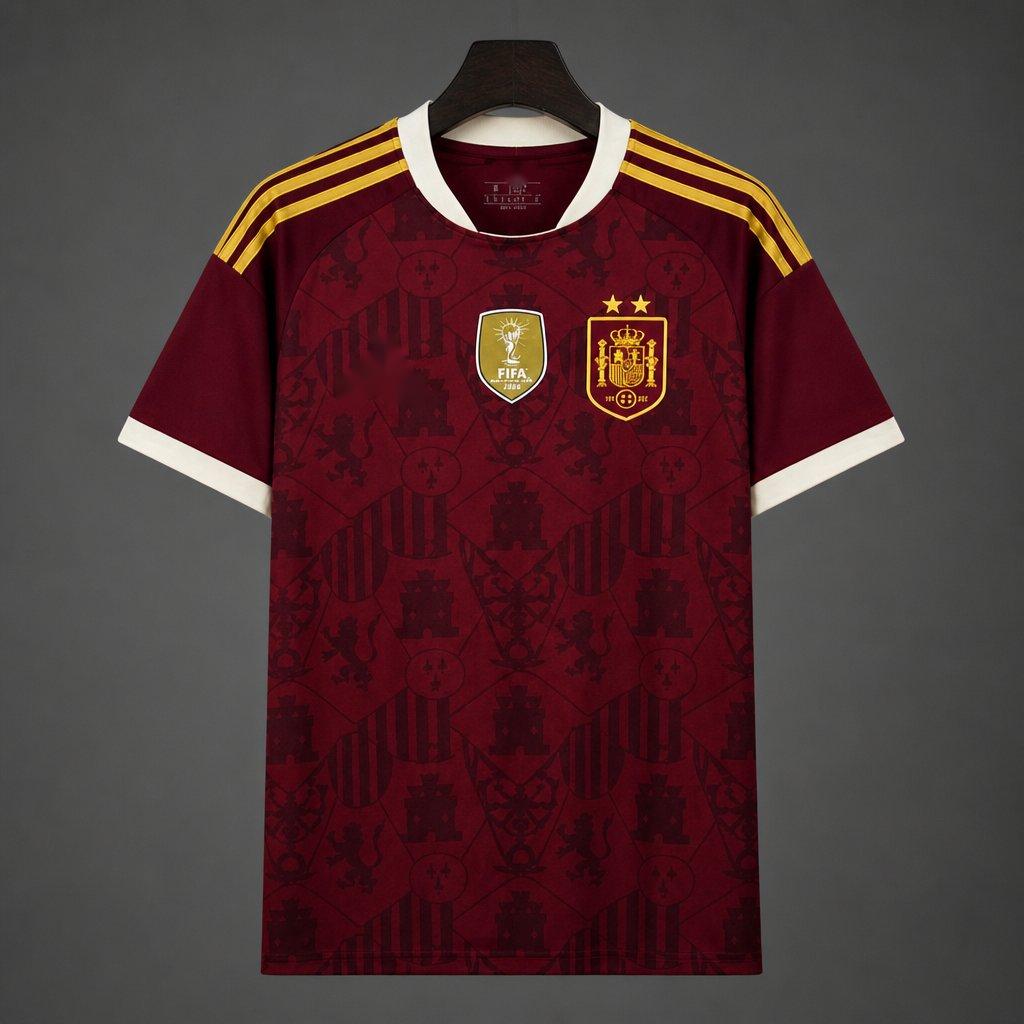 2026 Spain Two Star World Cup Champions Maroon Jersey S-2XL
