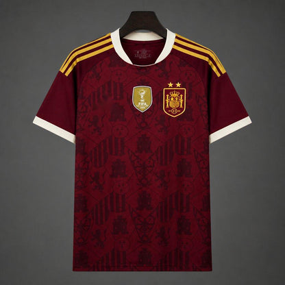 2026 Spain Two Star World Cup Champions Maroon Jersey S-2XL