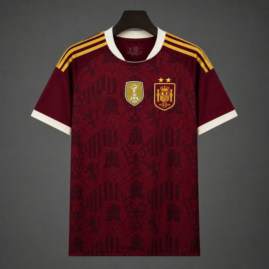 2026 Spain Two Star World Cup Champions Maroon Jersey S-2XL