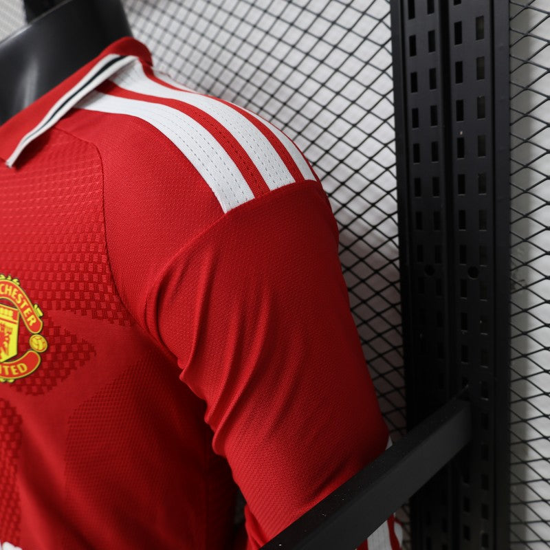 2026-27 Manchester United Red Polo Collar Long Sleeve Player S-3XL