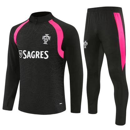 2026-27 Portugal Black Half Zip Training Suit Adults Or Children