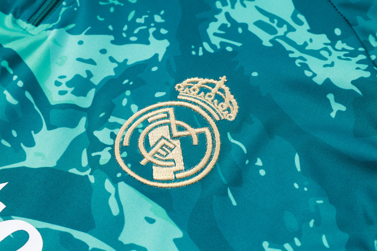 2026-27 Real Madrid Dark Green Half Zip Training Suit Adults Or Children