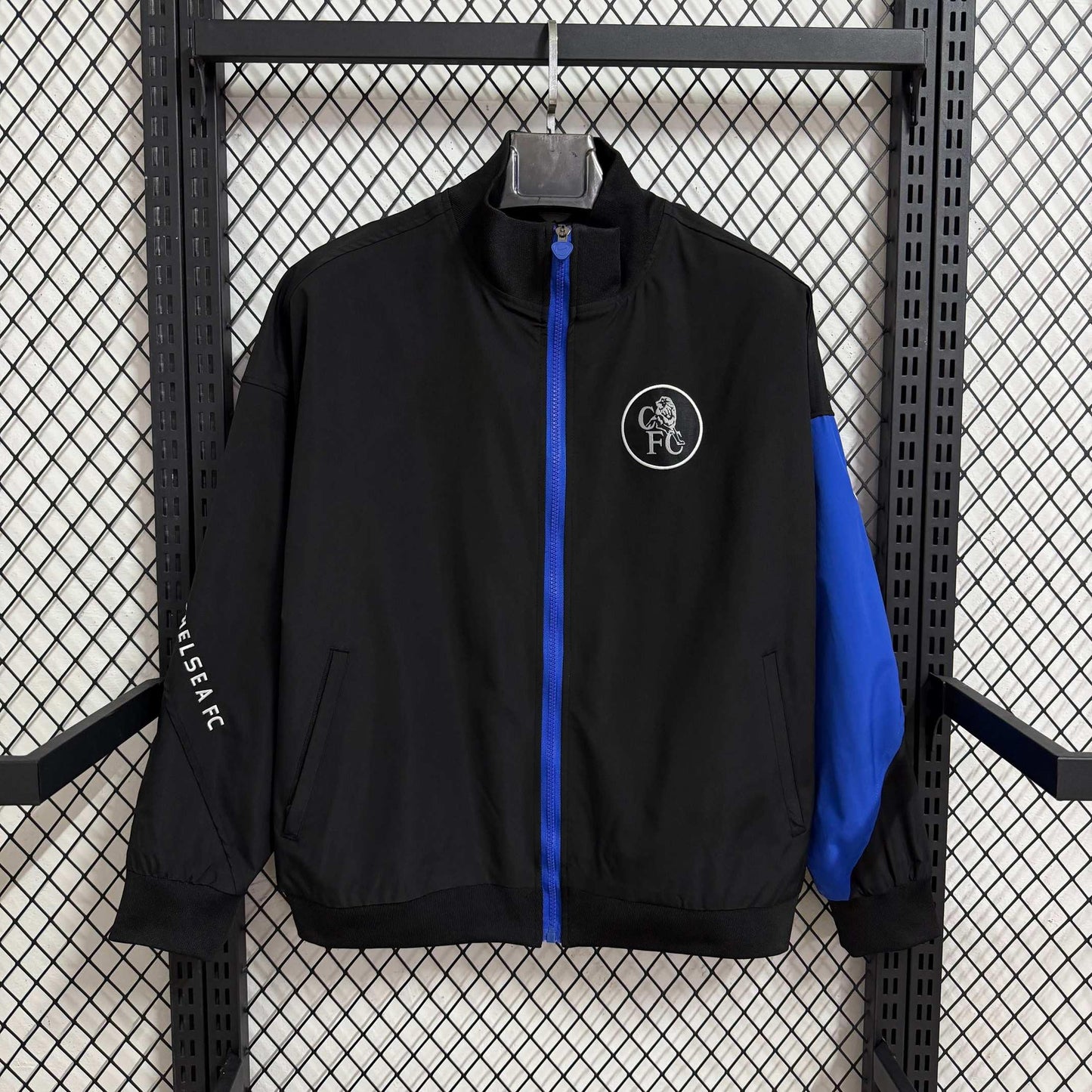 2025-26 Chelsea Black and Blue Waterproof Windbreaker S-2XL
