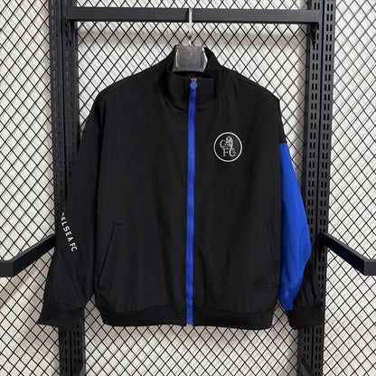 2025-26 Chelsea Black and Blue Waterproof Windbreaker S-2XL