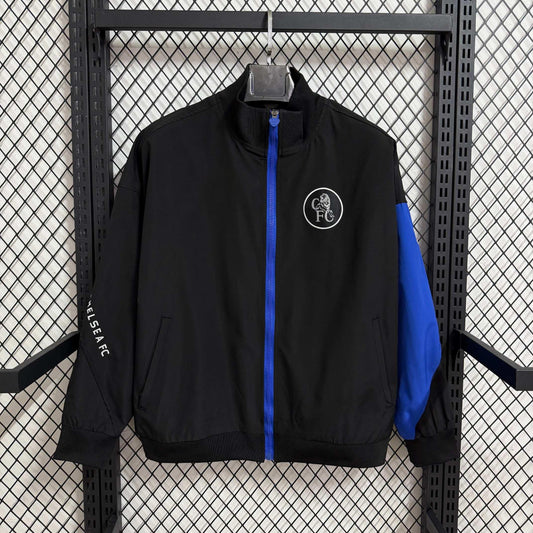 2025-26 Chelsea Schwarz-Blauer Wasserfester Windbreaker S-2XL