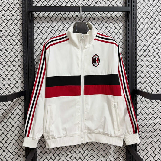2025-26 AC Milan White Retro Casual Waterproof Windbreaker S-2XL