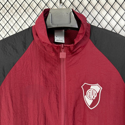 2025-26 River Plate Maroon Waterproof Windbreaker S-2XL
