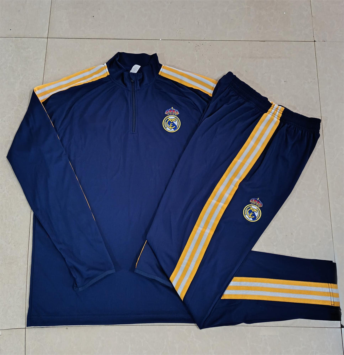 2026-27 Real Madrid Deep Blue Half Zip Training Suit Adults Or Children