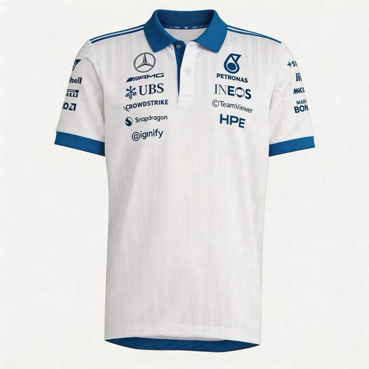 2026 F1 Mercedes Blue Polo White Racing Suit S-5XL