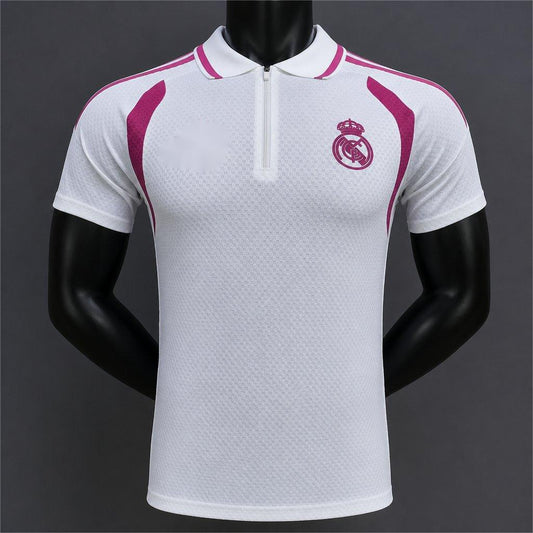 2026-27 Real Madrid White with Pink Polo Player S-3XL