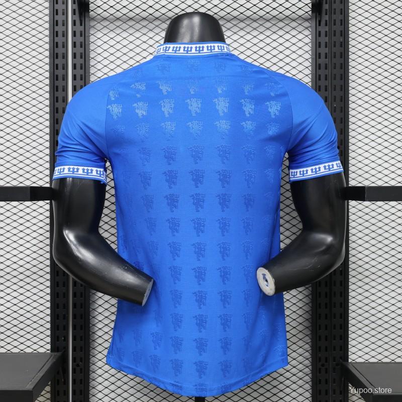 2026-27 Manchester United Blue with All-Over Devil Jacquard Pattern Player S-2XL