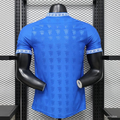 2026-27 Manchester United Blue with All-Over Devil Jacquard Pattern Player S-2XL