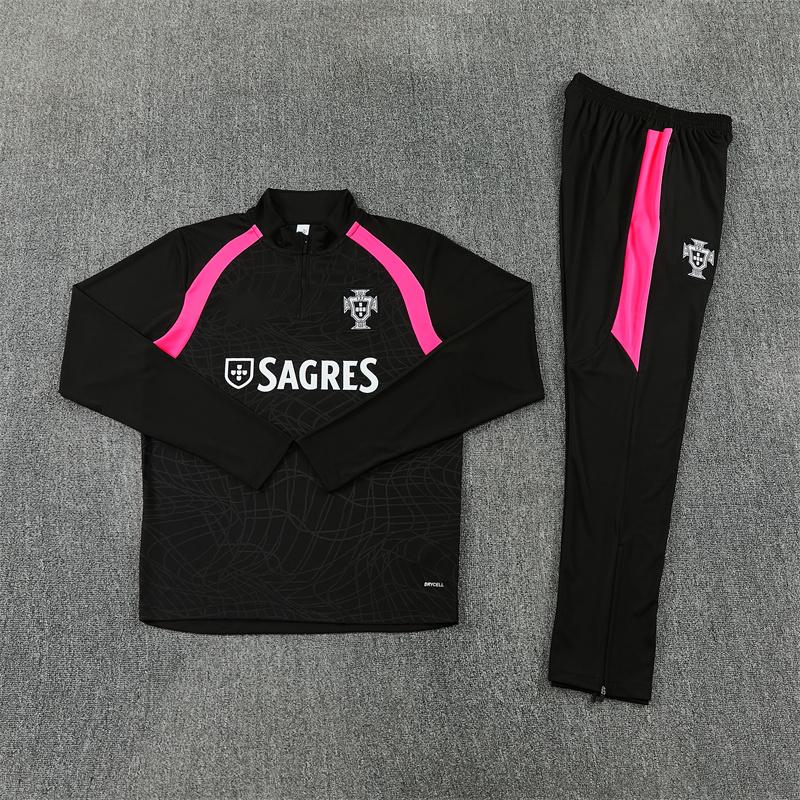 2026-27 Portugal Black Half Zip Training Suit Adults Or Children