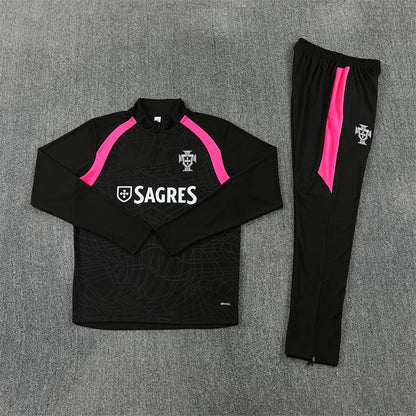 2026-27 Portugal Black Half Zip Training Suit Adults Or Children
