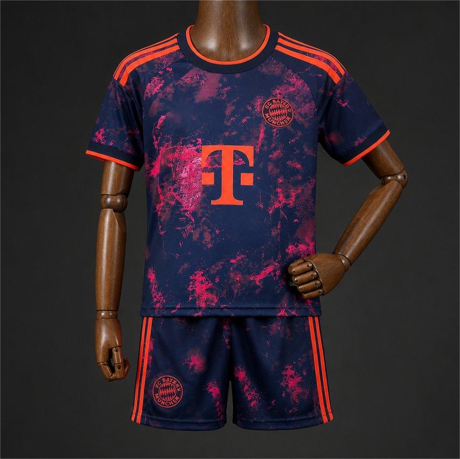2026-27 Bayern Munich Third Away Dark Blue Pink Kids Size 16-28