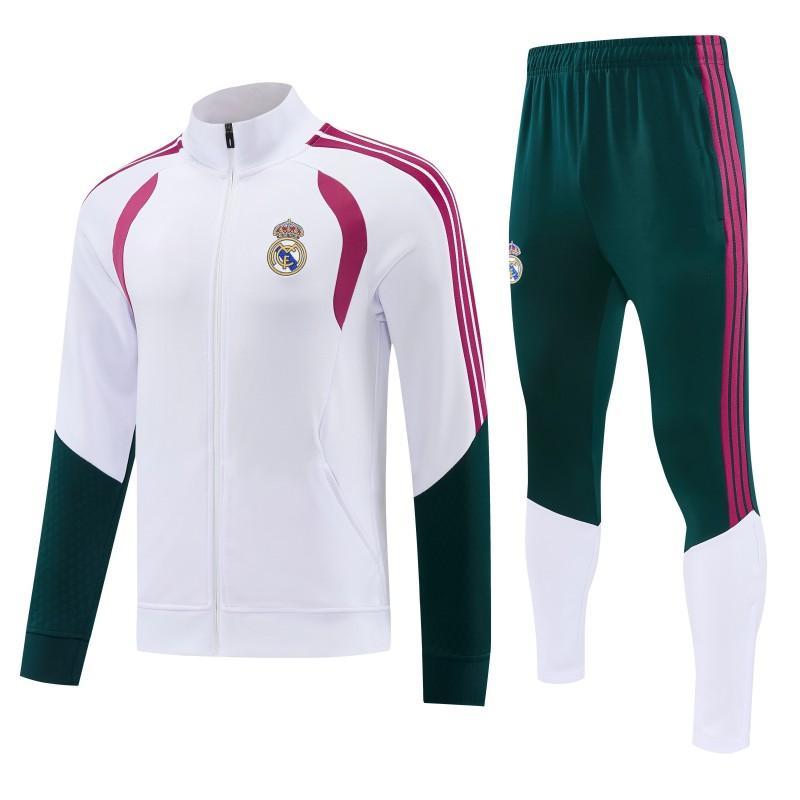 2026-27 Real Madrid White Dark Green Full Zipper Jacket Tracksuit S-2XL
