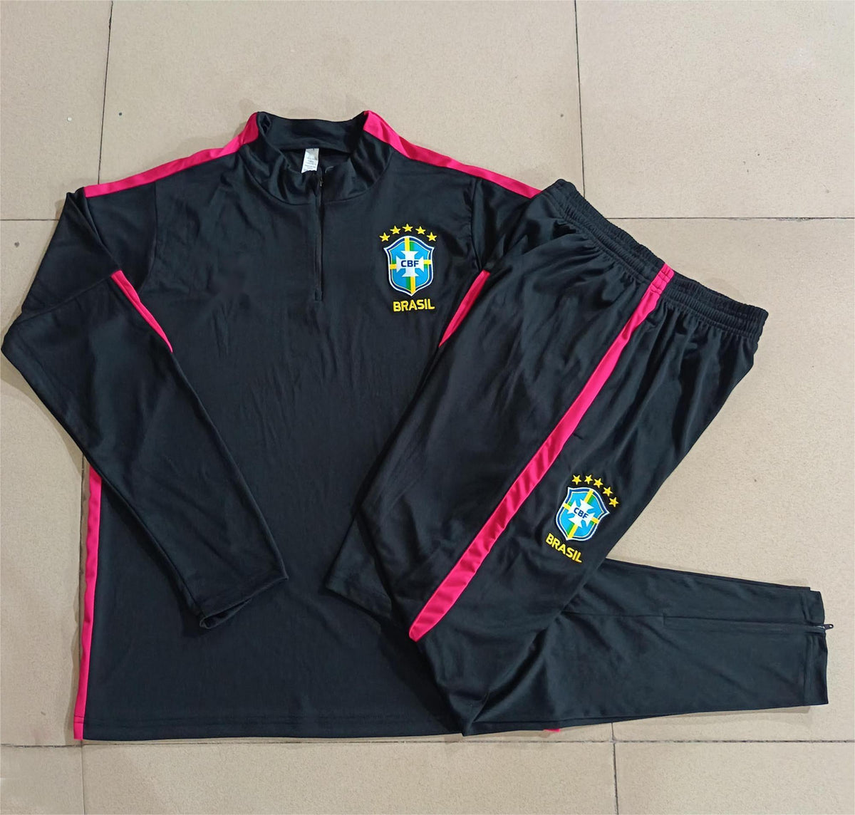 2026 Brazil Black Half Zip Training Suit Adults Or Children