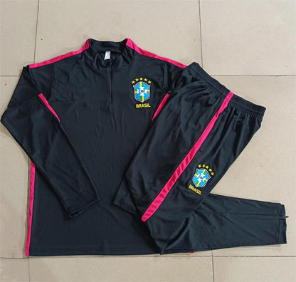 2026 Brazil Black Half Zip Training Suit Adults Or Children
