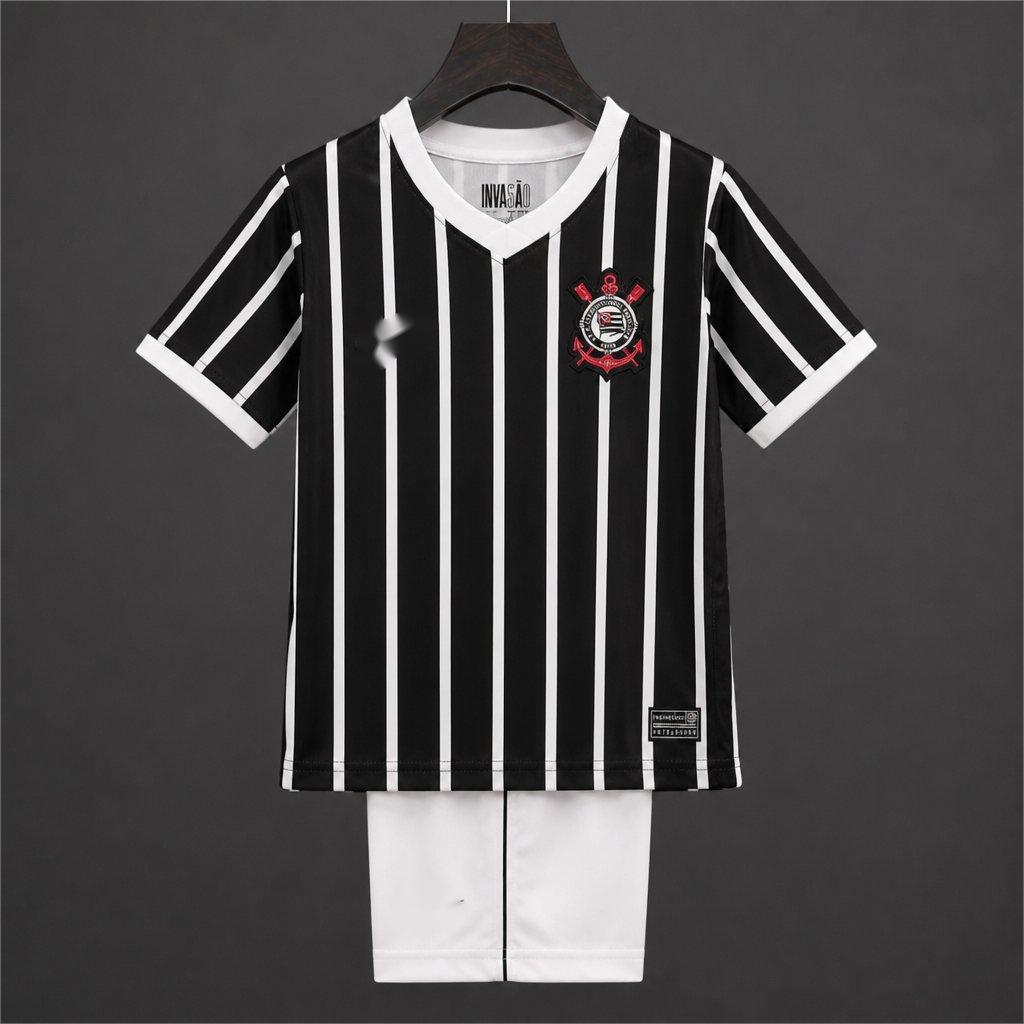 2026-27 Corinthians Away Black White Stripes Kids Size 16-28