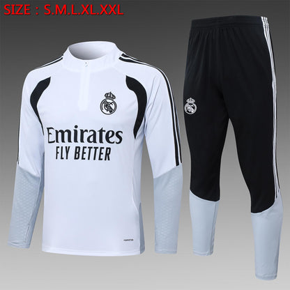 2026-27 Real Madrid White Half-Zip Training Suit S-2XL