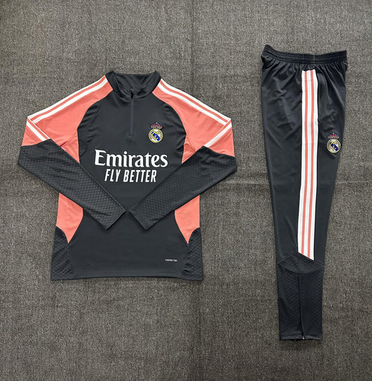 2026-272627 Real Madrid Dark Grey Half Zip Training Suit Adults Or Children