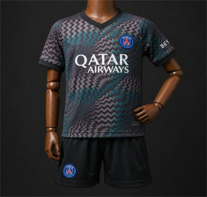 2026-27 Paris Home Goalkeeper BlackBlue Zigzag Pattern Kids 16-28
