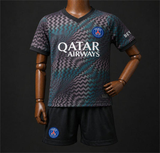 2026-27 Paris Home Goalkeeper BlackBlue Zigzag Pattern Kids 16-28