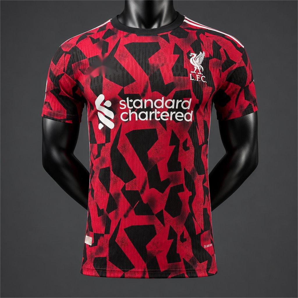 2026-27 Liverpool Red Black Geometric Pattern Pre-Match Training Player S-3XL