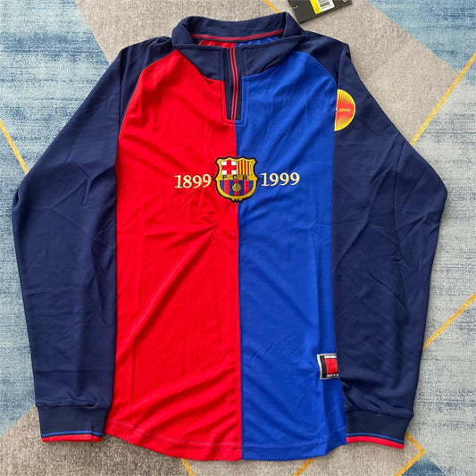 1999-00 Barcelona Home 100th Anniversary Retro Long Sleeve S-2XL
