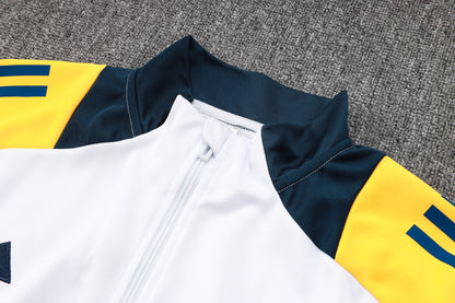 2024-25 Real Madrid White-Yellow Training Suit Kit Long zipper S-2XL