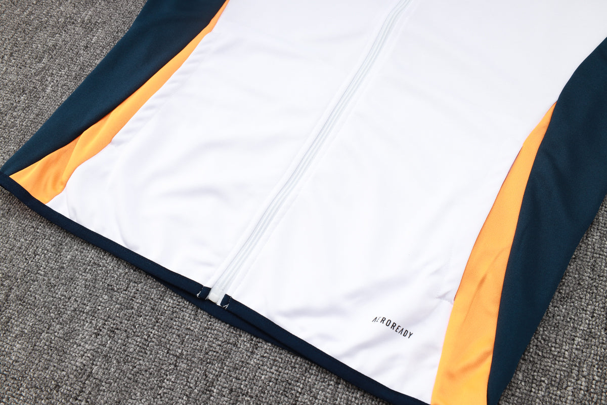 2024-25 Real Madrid White-Yellow Training Suit Kit Long zipper S-2XL