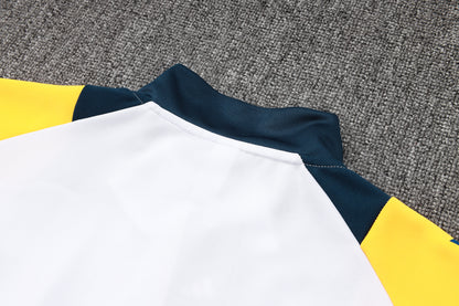 2024-25 Real Madrid White-Yellow Training Suit Kit Long zipper S-2XL
