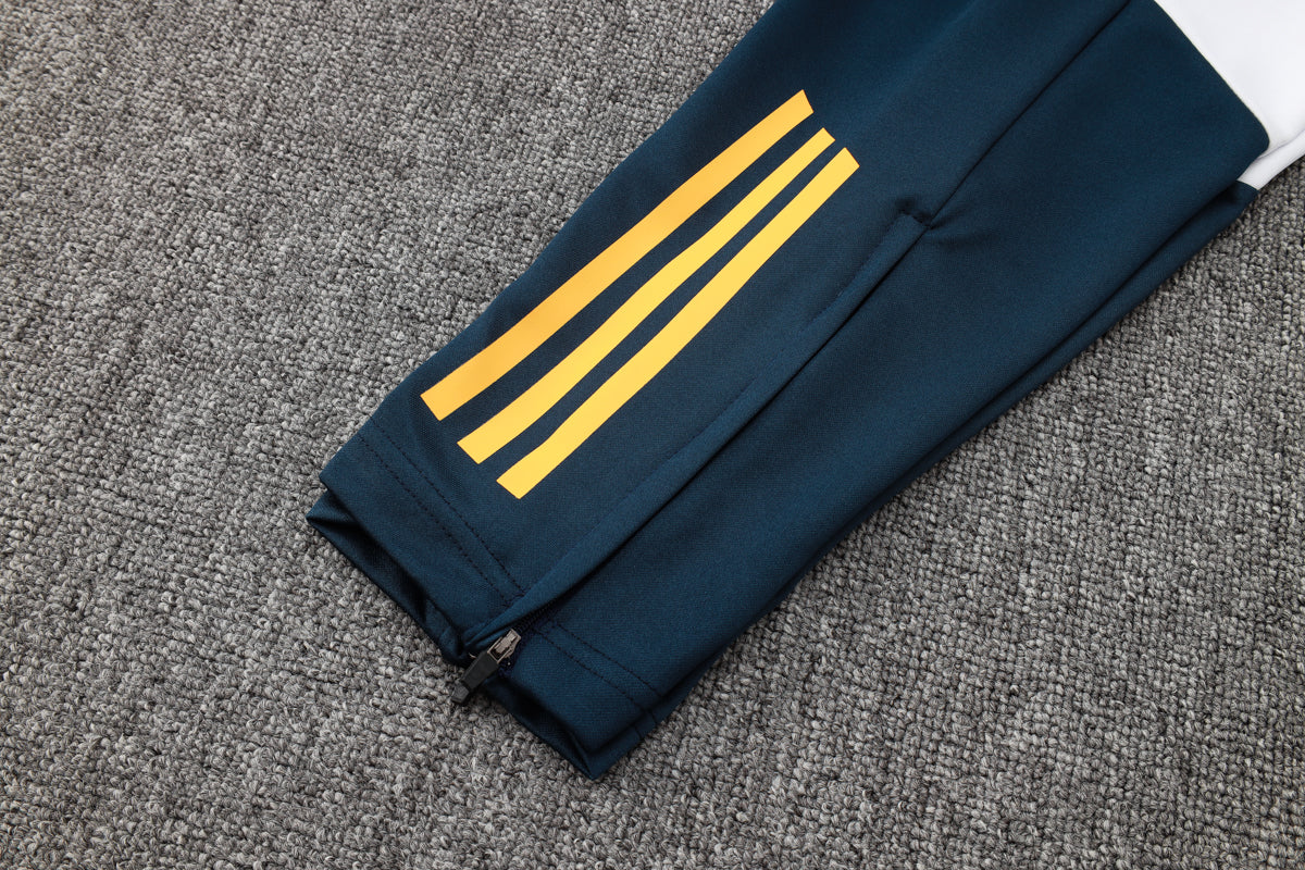 2024-25 Real Madrid White-Yellow Training Suit Kit Long zipper S-2XL