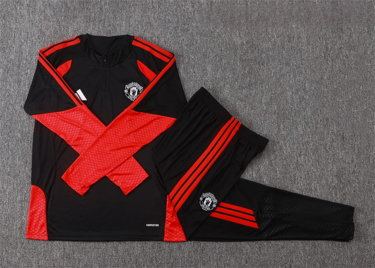 2026-27 Manchester United Black Half Zip Training Suit Adults Or Children