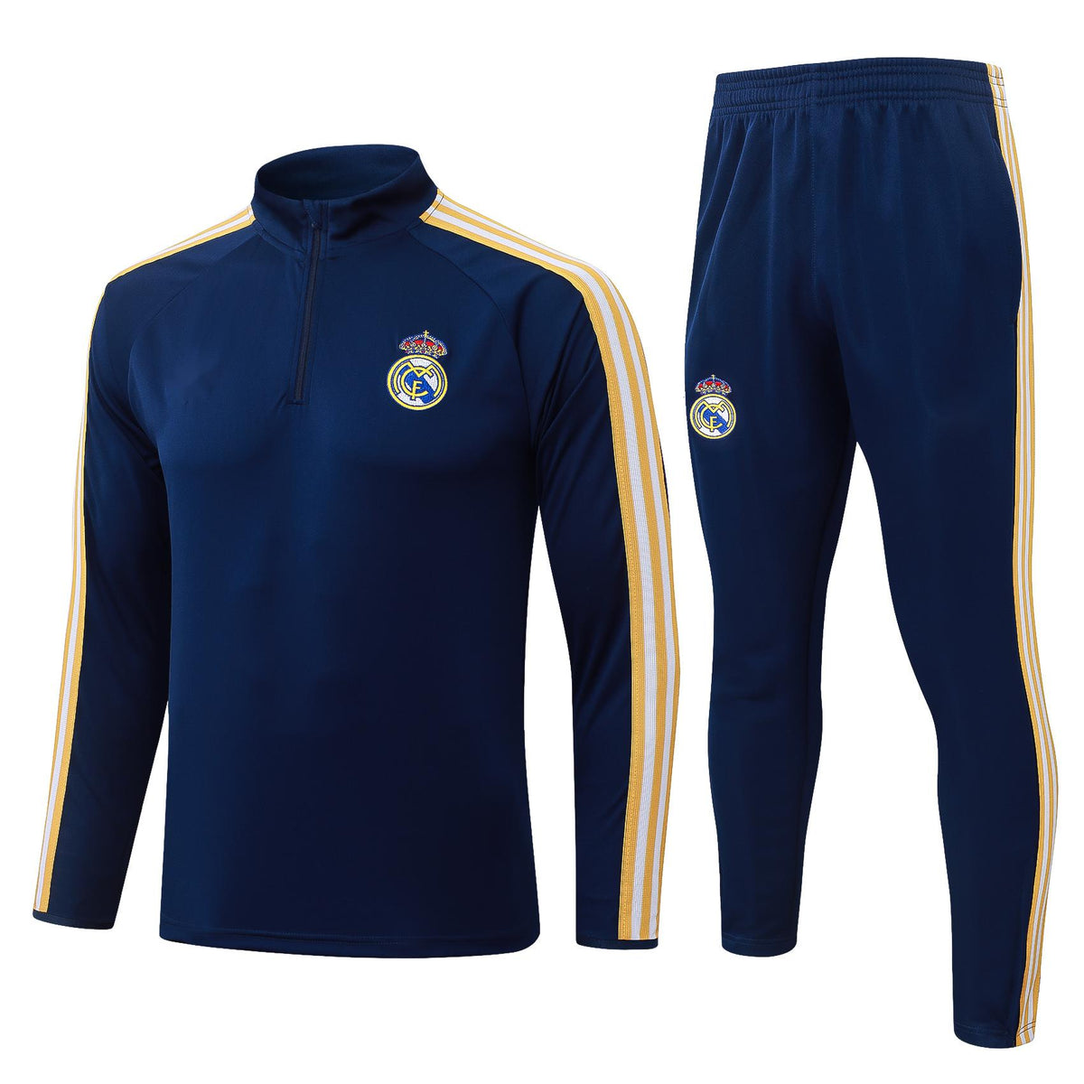 2026-27 Real Madrid Deep Blue Half Zip Training Suit Adults Or Children
