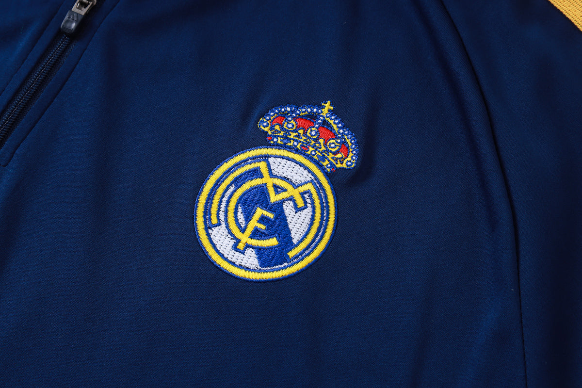 2026-27 Real Madrid Deep Blue Half Zip Training Suit Adults Or Children