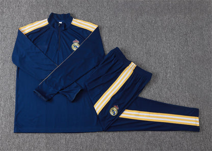 2026-27 Real Madrid Deep Blue Half Zip Training Suit Adults Or Children