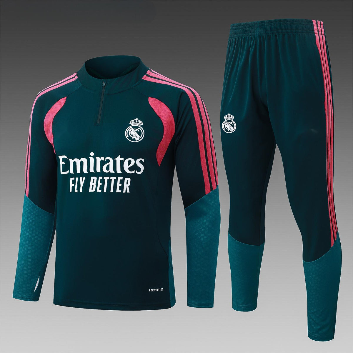 2026-27 Real Madrid Dark Green Half Zip Training Suit Adults Or Children